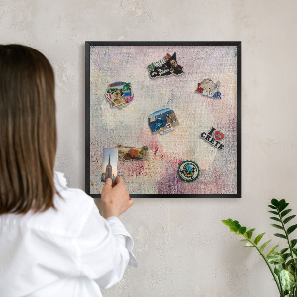Vacation magnet board with a black frame Pastel abstraction