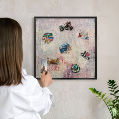 Vacation magnet board with a black frame Pastel abstraction