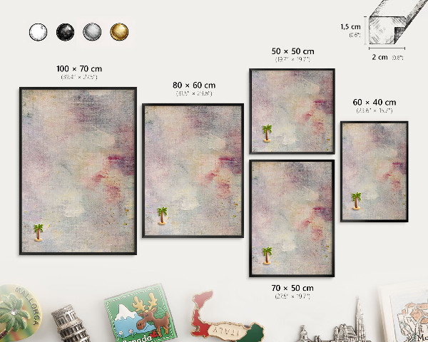 Vacation magnet board with a black frame Pastel abstraction