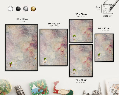 Vacation magnet board with a black frame Pastel abstraction
