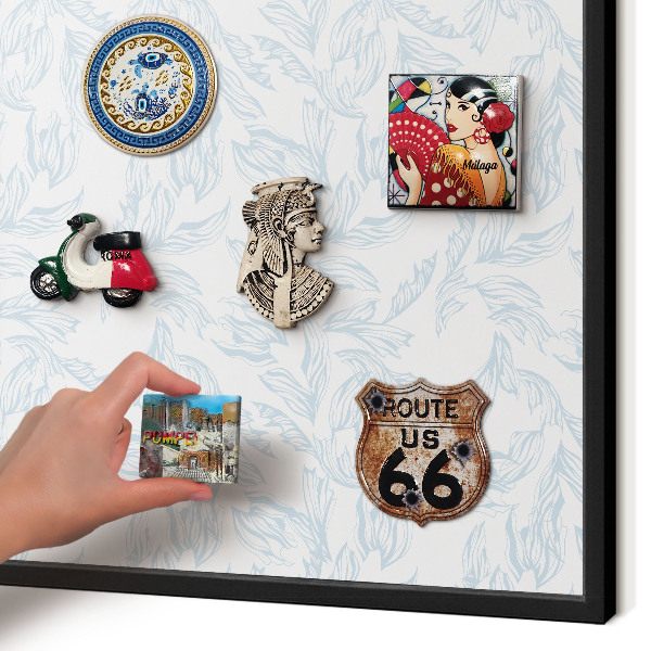 Vacation magnet board with a black frame Light theme