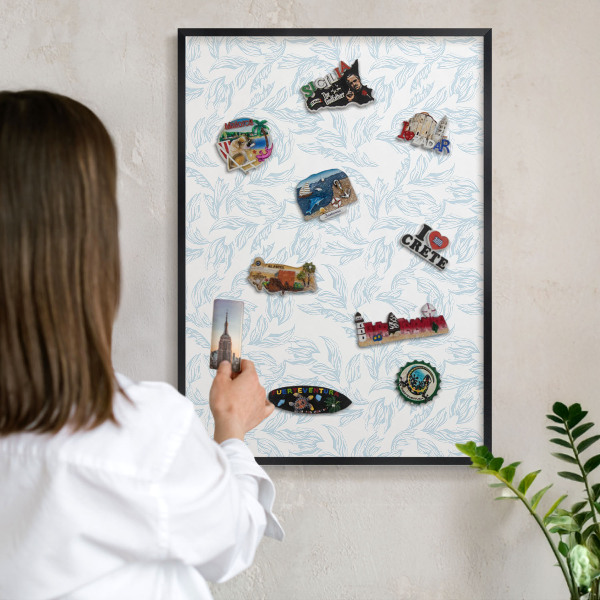 Vacation magnet board with a black frame Light theme