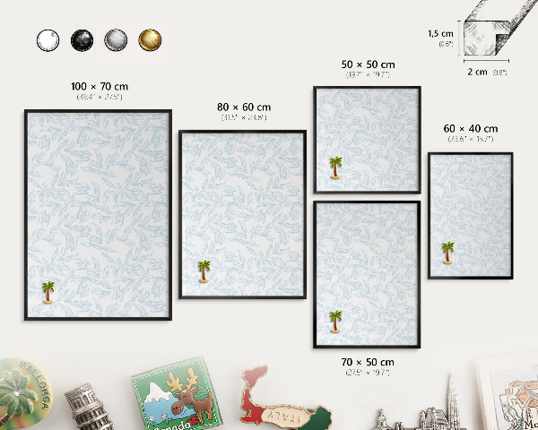 Vacation magnet board with a black frame Light theme