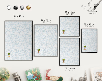 Vacation magnet board with a black frame Light theme