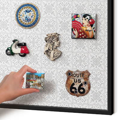 Metal wall board for magnets in a black frame Geometric symmetry