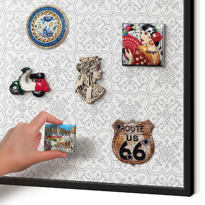 Metal wall board for magnets in a black frame Geometric symmetry