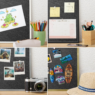 Vacation magnet board with a black frame Black texture