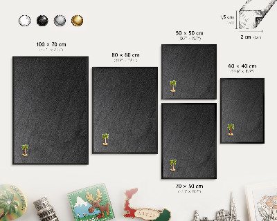 Vacation magnet board with a black frame Black texture