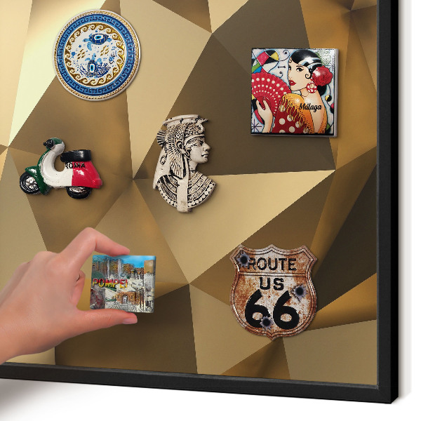 Vacation magnet board with a black frame Warm geometry