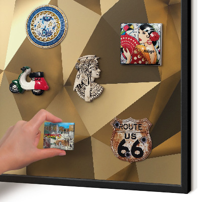 Vacation magnet board with a black frame Warm geometry