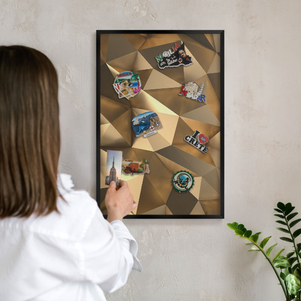 Vacation magnet board with a black frame Warm geometry