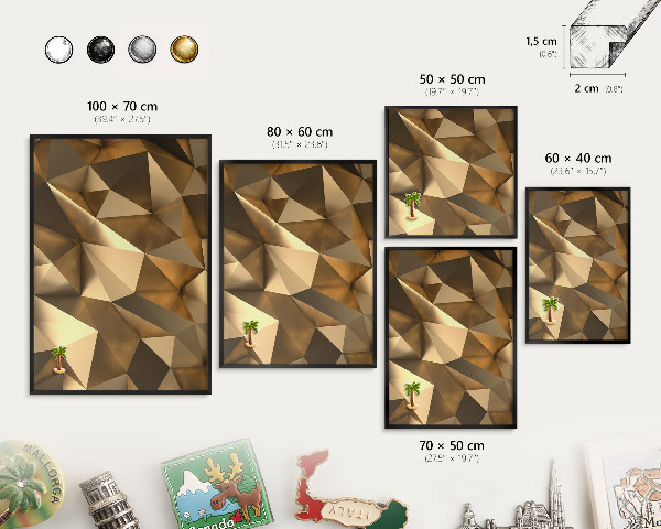 Vacation magnet board with a black frame Warm geometry