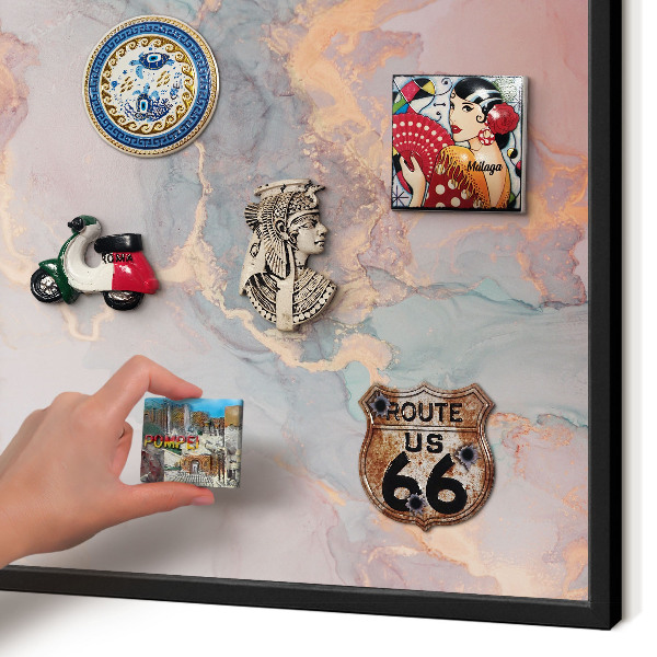 Vacation magnet board with a black frame Colorful abstraction