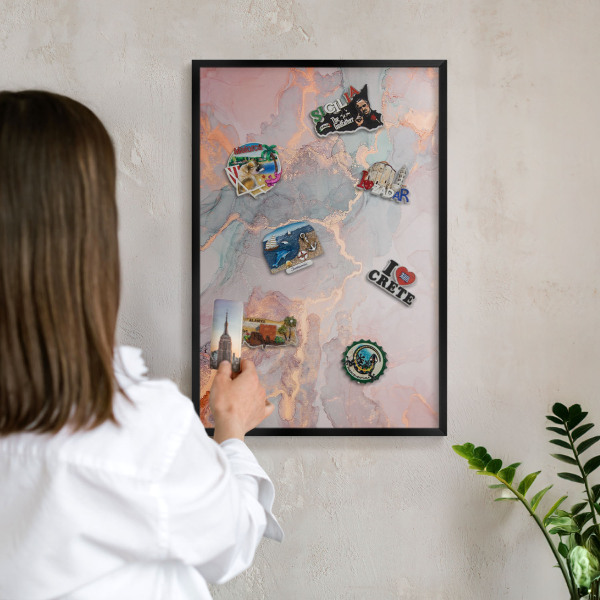 Vacation magnet board with a black frame Colorful abstraction