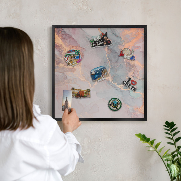 Vacation magnet board with a black frame Colorful abstraction
