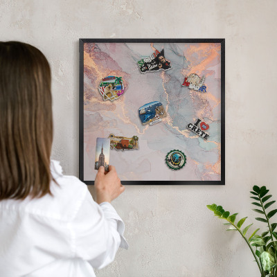 Vacation magnet board with a black frame Colorful abstraction