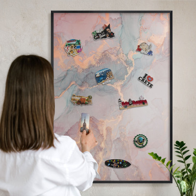 Vacation magnet board with a black frame Colorful abstraction