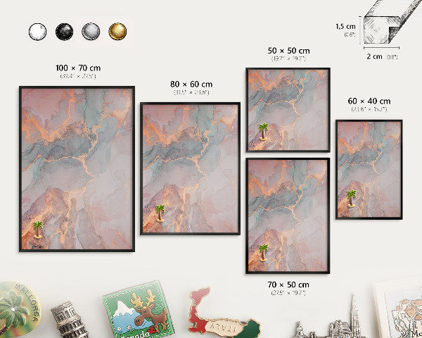 Vacation magnet board with a black frame Colorful abstraction