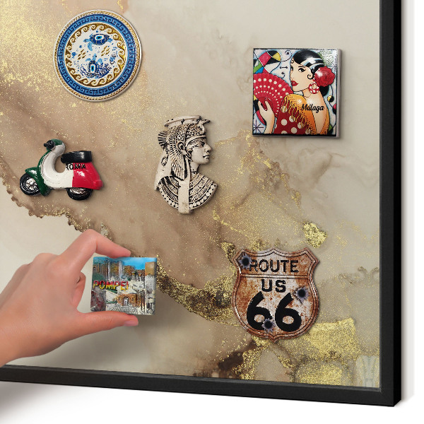 Vacation magnet board with a black frame Elegant shine
