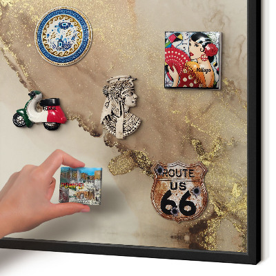 Vacation magnet board with a black frame Elegant shine