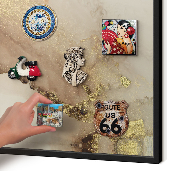 Vacation magnet board with a black frame Elegant shine