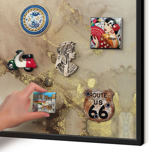 Vacation magnet board with a black frame Elegant shine