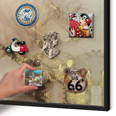 Vacation magnet board with a black frame Elegant shine