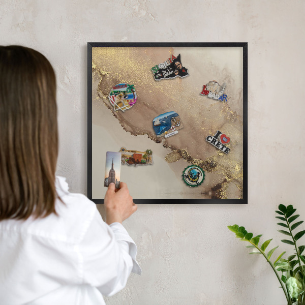 Vacation magnet board with a black frame Elegant shine