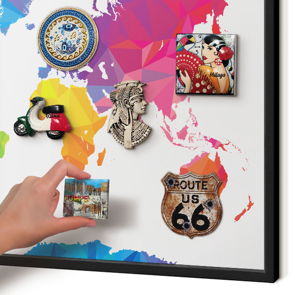 Vacation magnet board with a black frame Color map
