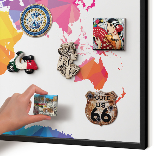 Vacation magnet board with a black frame Color map