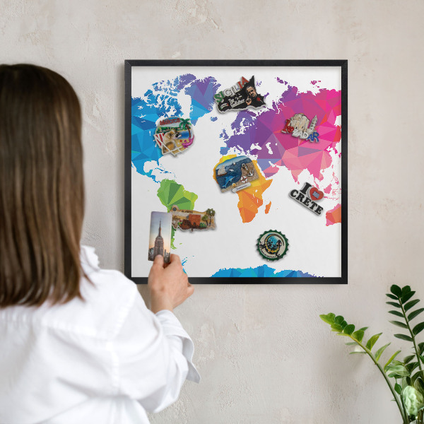 Vacation magnet board with a black frame Color map