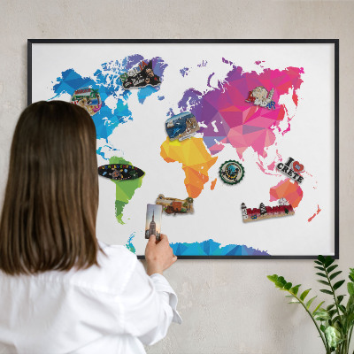 Vacation magnet board with a black frame Color map