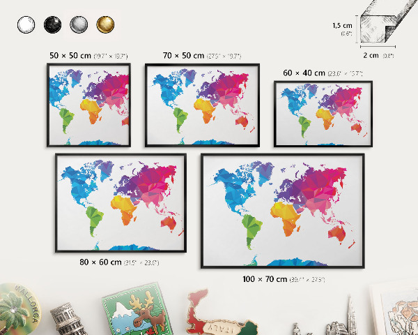 Vacation magnet board with a black frame Color map