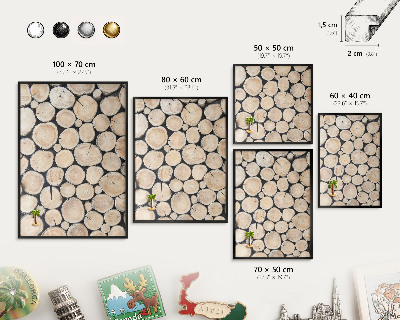 Metal wall board for magnets in a black frame Wooden texture
