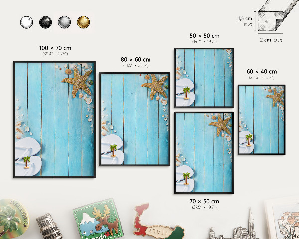 Vacation magnet board with a black frame Holiday rest