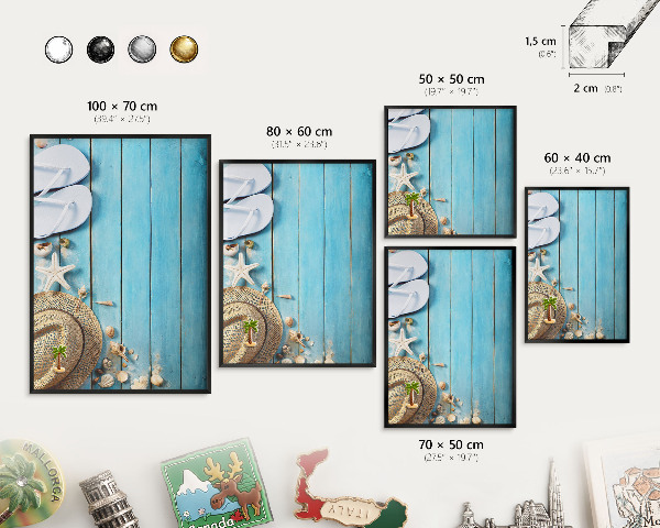 Metal wall board for magnets in a black frame Holiday atmosphere