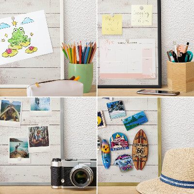 Vacation magnet board with a black frame Light wood