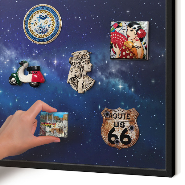 Metal wall board for magnets in a black frame Star space