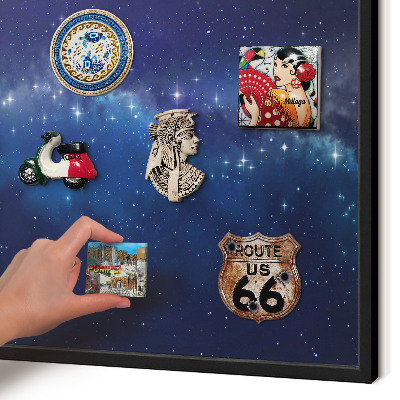 Metal wall board for magnets in a black frame Star space