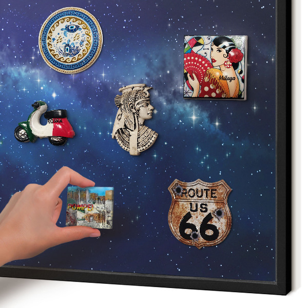 Metal wall board for magnets in a black frame Star space