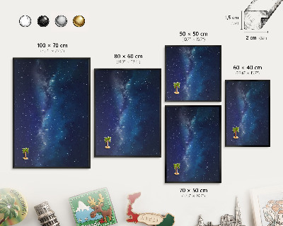 Metal wall board for magnets in a black frame Star space