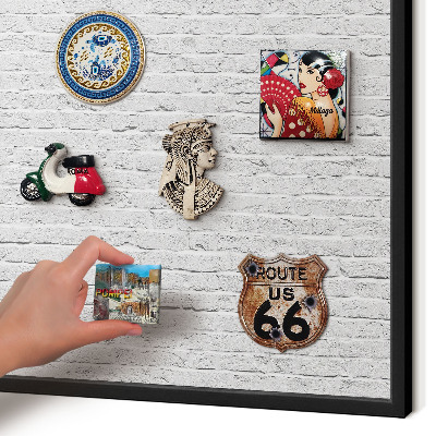 Vacation magnet board with a black frame Brick wall