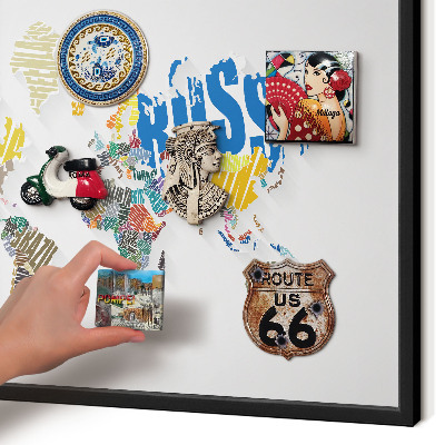 Metal wall board for magnets in a black frame Color map