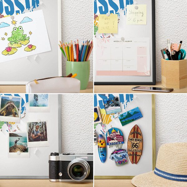 Metal wall board for magnets in a black frame Color map