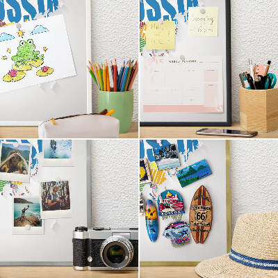 Metal wall board for magnets in a black frame Color map
