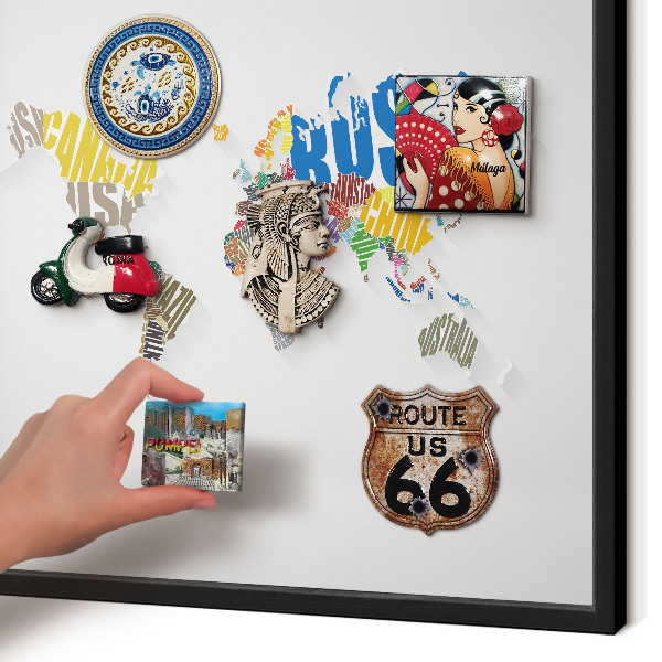 Metal wall board for magnets in a black frame Color map