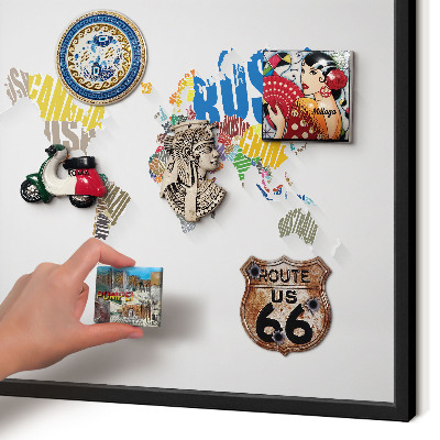 Metal wall board for magnets in a black frame Color map