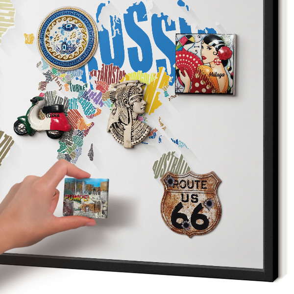 Metal wall board for magnets in a black frame Color map