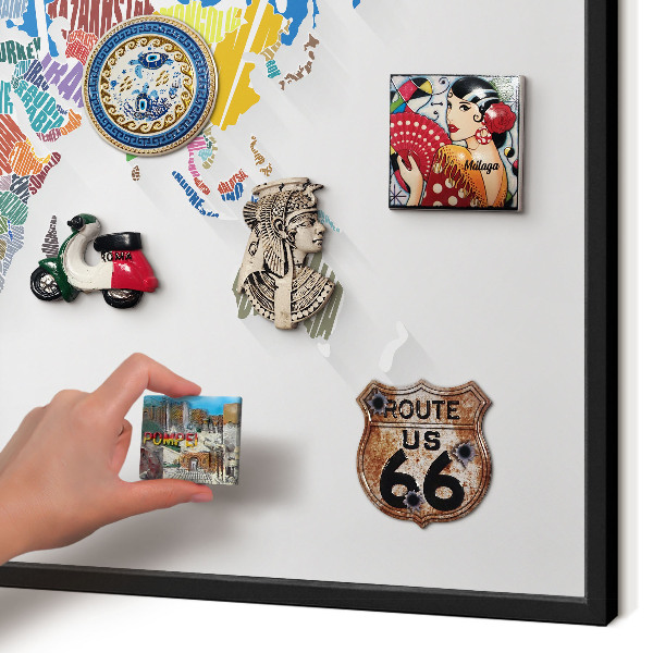 Metal wall board for magnets in a black frame Color map