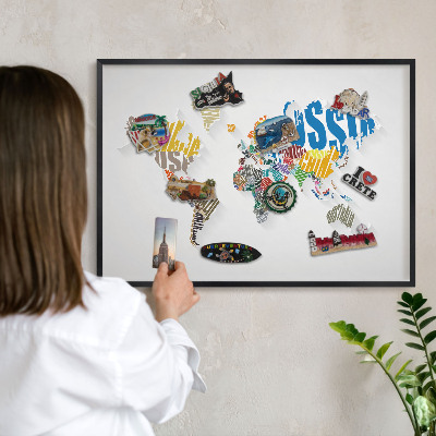 Metal wall board for magnets in a black frame Color map